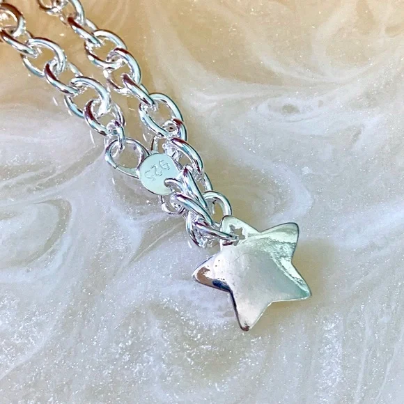 Sterling Silver Star Charm Link Bracelet - Picture 3 of 6